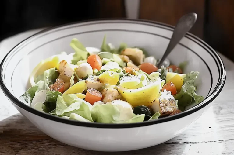 A colorful plate of Ensalada Mixta featuring fresh lettuce, tomatoes, eggs, and tuna.