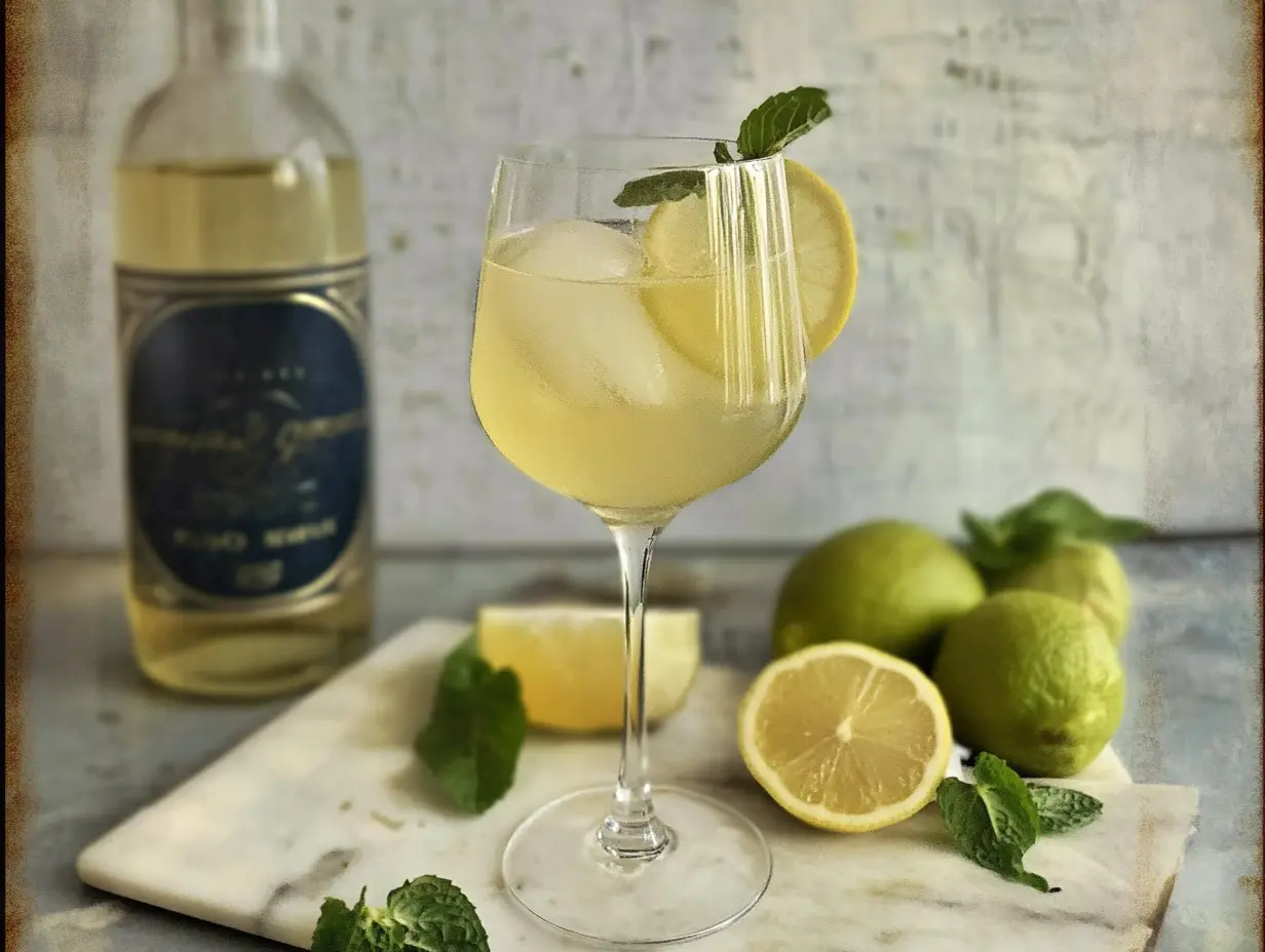 A refreshing Hugo Spritz cocktail with mint, Prosecco, and St. Germain elderflower liqueur, showcasing the perfect balance of ingredients.