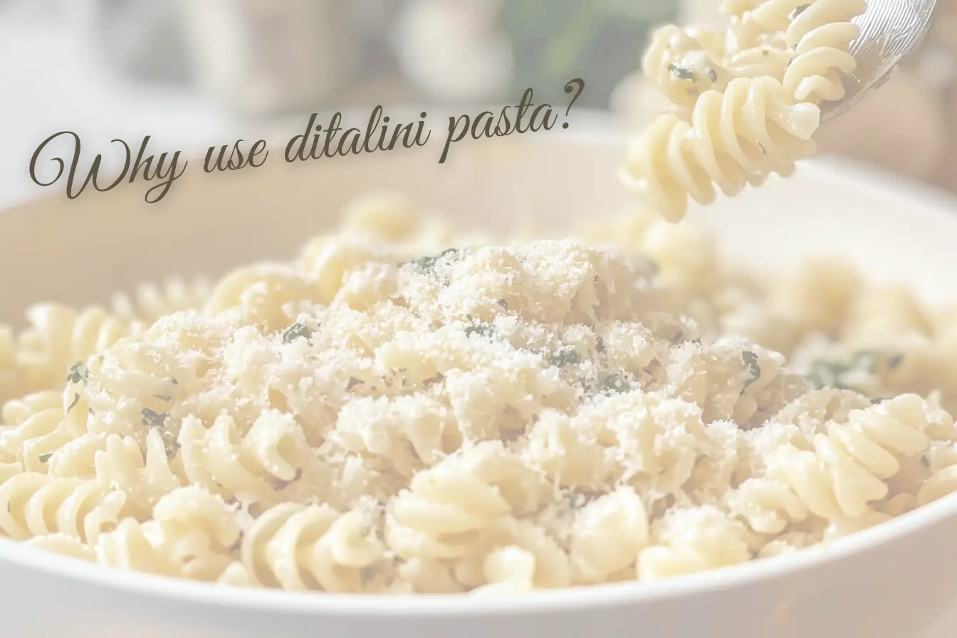 Why use ditalini pasta? A close-up of ditalini pasta in a bowl with soup.